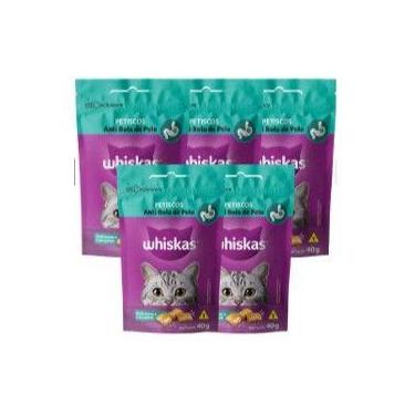 Imagem de Kit petiscos whiskas temptations anti bola de pelo 40gr, 05un de 40g