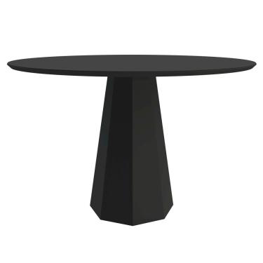 Imagem de Mesa De Jantar 4 Lugares 1,00m Tampo Redondo Com Vidro Preto