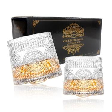 Imagem de Copo de uísque antiquado de 293 ml, caixa de presente para bebidas de uísque escocês, bourbon e vodka, etc., perfeito para festas, bares, restaurantes e famílias, etc. (girassol, 2 peças)