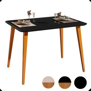 Imagem de Mesa de Jantar Retangular 120x80 Tampo MDF 25 mm Pes em Madeira (Preto/Legno)