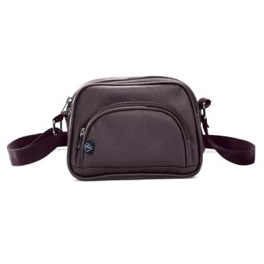 Imagem de Bolsa Feminina Transversal Shoulder Bag Pequena em Couro PU, PGH Aura Marrom Café