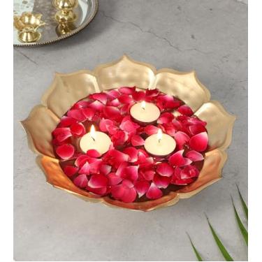 Imagem de Two Moustaches Tigela de Urli decorativa de metal em forma de flor de 25 cm, tigela para flor de vela, presentes de inauguração, itens de presente de decoração de casa, tigela para decoração de flores