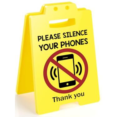 Imagem de MBL Placa de silêncio para telefone de escritório - Pequena mini mesa de trabalho, aviso, aviso, lembrete, placas, cubículo, escritório, reunião, sala de conferências, biblioteca, decoração para