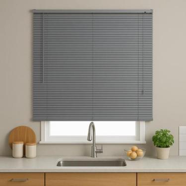 Imagem de Persiana Horizontal PVC 25mm BLOCK 160larg x 160alt Cinza - Persiana P