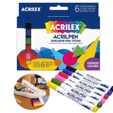 Imagem de Marcador para Tecido Acrilpen Fashion Colors 6 Cores Acrilex