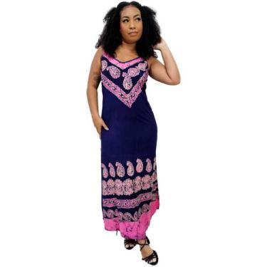 Imagem de Vestido Longo Indiano Alça Batik com Bordado e fenda - Sarat Moda Indi