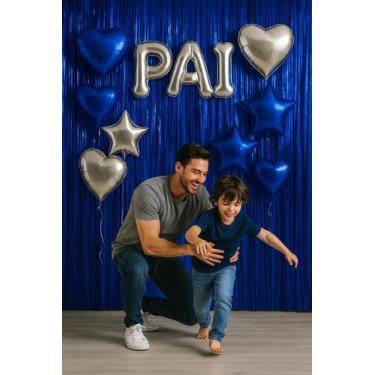 Imagem de Kit Decoração Dia dos Pais, Cortinas + Balões + Palavra Pai - NAWA FES