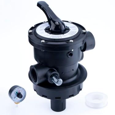 Imagem de SP0714T Válvula multiporta de montagem superior compatível com filtro de areia Hayward Vari-Flo XL, VL e Pro, encanamento de 3,5 cm, controle de 7 posições, preto