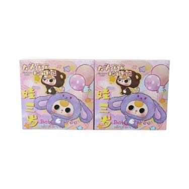 Imagem de Bebê Três Bonecas De Cabeça Grande, Bolsa De Pelúcia Com Zíper, Caixa 