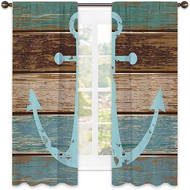 Imagem de Cortinas blackout Anchor Decor – Cortinas de quarto e sala de estar com isolamento térmico, economia de energia e redução de ruído, L 132 x C 182 cm azul bebê acastanhado e marrom