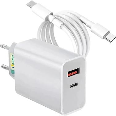 Imagem de Carregador Super Turbo 40W Bivolt - Carregamento Rápido Dual USB-C + USB-A + Cabo USB-C de 1m para Celulares e Notebooks