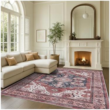 Imagem de Fame Rugs Tapete turco Lavável Vintage Oriental Inspirada Tradicional Tapete Pequeno Moderno Tapetes de Entrada Luxo Entrada Quarto Banheiro Cozinha (404RR, 7'5 x 9'9)