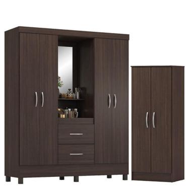 Imagem de Guarda Roupa Casal Capelinha Lord com Multiuso Viena Café - Demóbile