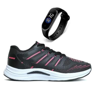 Imagem de Tenis Feminino Academia Corrida Caminhada Leve Confortavel + Relogio Digital (Preto, BR, Adulto, Numérico, 38)