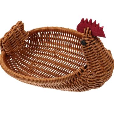Imagem de Cesta de Ratan em Formato de Galinha – Decorativa e Funcional para Pães, Ovos ou Frutas – Artesanal e Rústica