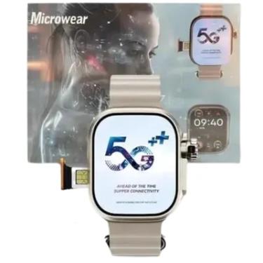 Imagem de Relogio Smart Watch Ultra 3 5g   Ai AmoLED Serie 10 Camera Chip Celular De Pulso Unissex Cor Prata