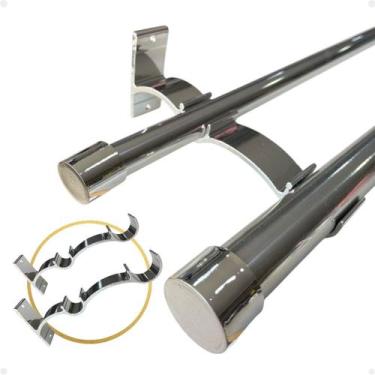 Imagem de Kit 2 Suporte Duplo Comum Perfil Varão Cortina 19.28mm Ilhós Argola In