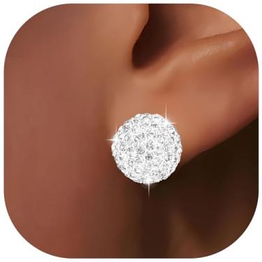 Imagem de Brincos de bola de discoteca para mulheres dos anos 70 – Brincos de pedra de nascimento de strass cintilantes para festa de casamento, acessórios de roupa de discoteca dos anos 70, joia de pedra do