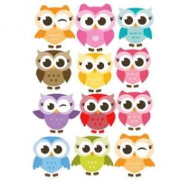 Imagem de Cartela Com 12 Unid - Adesivos Coruja Mod1