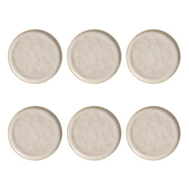 Imagem de Conjunto de Pratos de Sobremesa Porto Brasil Linhas Latte com 6 peças - Bege 