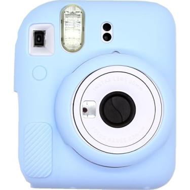 Imagem de BMAOLLONGB Capa para câmera Mini 12, capa de borracha fina e leve de silicone para Fujifilm Instax Mini 12 (azul, lisa)