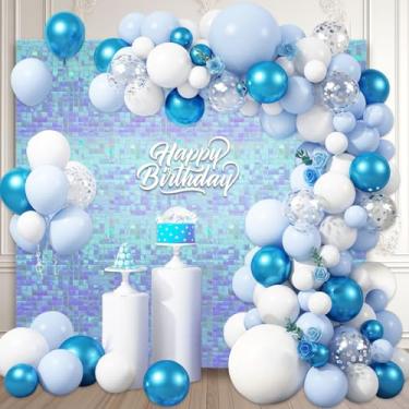 Imagem de 12 peças de fundo de parede colorido azul gelo, painel de fundo de foto de lantejoulas quadradas, fundo de parede com glitter para aniversários, casamentos, Natal, noivados, decoração de festa de