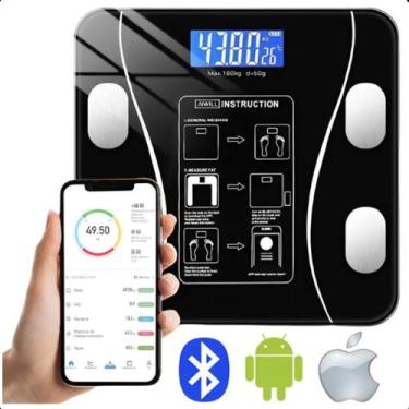 Imagem de Balança Corporal Bluetooth Vidro Preto App Completa Bioimpedância Prof