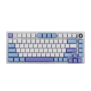 Imagem de EPOMAKER Teclado mecânico LEOBOG Hi75 com fio de liga de alumínio, teclado programável para jogos com botão de comutação de modo, troca a quente, NKRO, RGB (branco roxo, interruptor Nimbus V3)