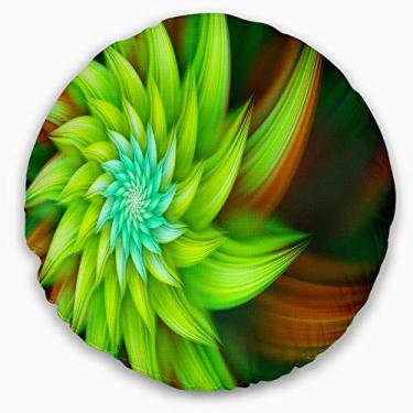 Imagem de Designart enorme verde claro flor fractal floral sala de estar, sofá, almofada de alta qualidade + capa de almofada impressa em ambos os lados 40 cm