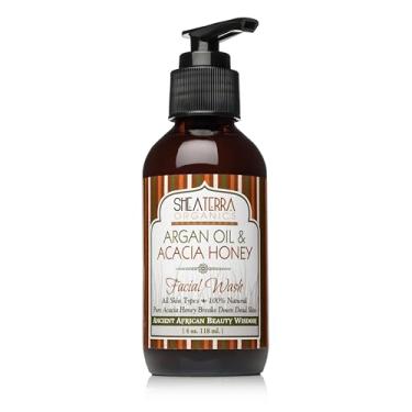 Imagem de Shea Terra Organics Sabonete Facial Com Óleo De Argan E Mel Acácia - Antienvelhecimento, Antirrugas Anti-Manchas Para Poros Limpos Reduzidos Ingredientes Naturais Orgânicos 4 Oz