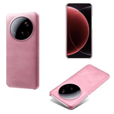 Imagem de Capa para Xiaomi 15 ULTR,Proteção contra quedas,Casca de volta de cor sólida simples,Design de couro de imitação de plástico-Pink