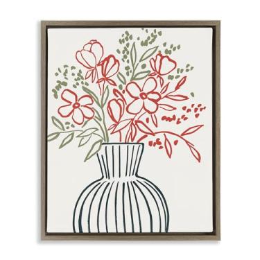 Imagem de Stupell Industries Vaso botânico Simplicidade Marrom Emoldurado Tela Flutuante Design de Arte de Parede por Aria K., 30 x 25