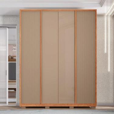 Imagem de Guarda Roupa Solteiro Glory 4 Portas de Bater 3 Gavetas MDF Freijo/Sue