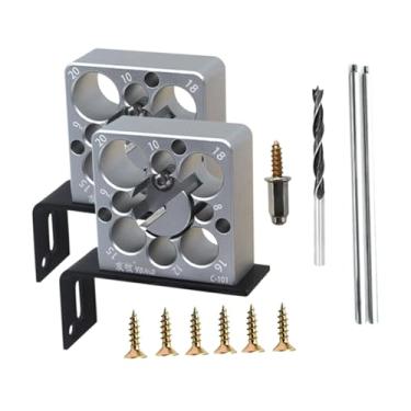 Imagem de Generic Gabarito para fabricação de cavilhas de liga de alumínio, haste redonda, ferramenta auxiliar, ferramentas para marcenaria para carpinteiros, 2 Peças com Broca