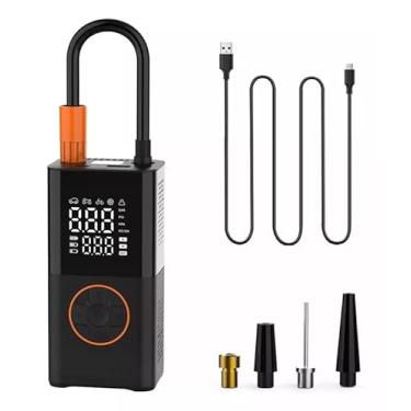 Imagem de Bomba de Ar Portátil: Compressor Digital, 130 PSI, Bateria 4000mAh, Infla Pneus, Bolas, Colchões, Boias. Cabo USB-C, Carregador Veicular e Lanterna LED, Powerbank. Ideal para Carro, Moto e Bike!