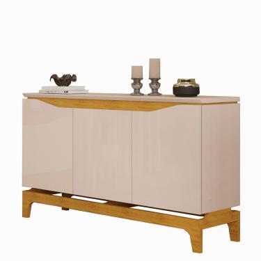 Imagem de Buffet DJ Móveis MDP/MDF Nice, 3 portas e 2 prateleiras - Cedro/Offwhite