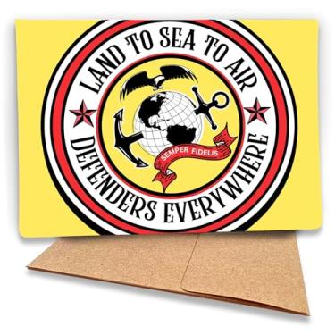 Imagem de Fava Bean Productions Cartão de agradecimento do serviço militar para fuzileiros navais (1 cartão premium com mensagem de agradecimento por seu serviço dentro) Design Semper Fi, mensagem interna, 17 x