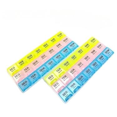 Imagem de Porta Comprimidos Semanal ReméDio Com Diferentes Tamanhos Multicoloridos Organizadores Dia A Dia(KIT 2 UNIDADES (3 FILEIRAS))