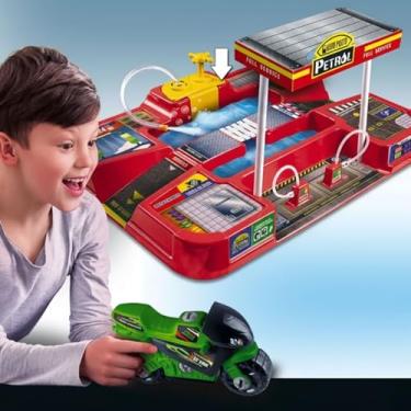 Imagem de Brinquedo Lava Rápido Infantil com Motocicleta, Posto de Gasolina e Ferramentas Desmontáveis, Conjunto Educativo de Carros e Moto, Brincadeira Criativa e Interativa para Crianças