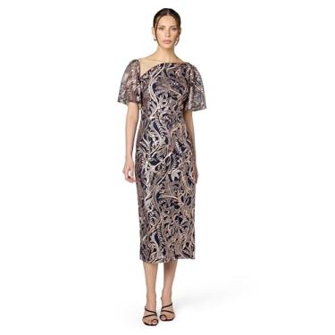 Imagem de JS Collections Vestido feminino Elliot Bateau com gola, Ouro rosa marinho, 52