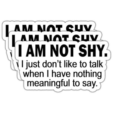 Imagem de Adesivos com citações motivacionais "I Am Not Shy I Just Don't Like" (3 peças) Adesivos de vinil à prova d'água para laptop, Kindle, carro, copo de água, caneca, telefone, caderno, tamanho 7,6 cm x