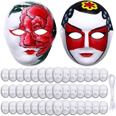 Imagem de Máscaras faciais completas DIY Aoriher White Craft Paper Mache 50 unid