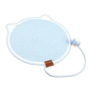 Imagem de Generic Tapete arranhador para gatos, papelão redondo, para parede de casa, piso, suprimentos para animais de estimação, almofada de arranhar para gatinhos, Azul
