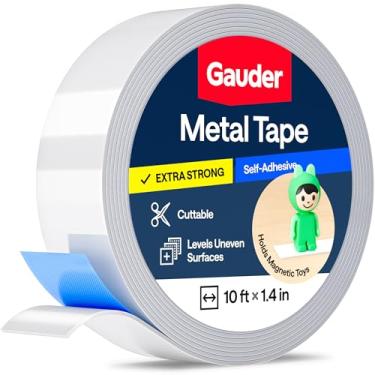 Imagem de GAUDER Fita de metal autoadesiva | Fita ferrosa para ímãs | Tira de aço metálico