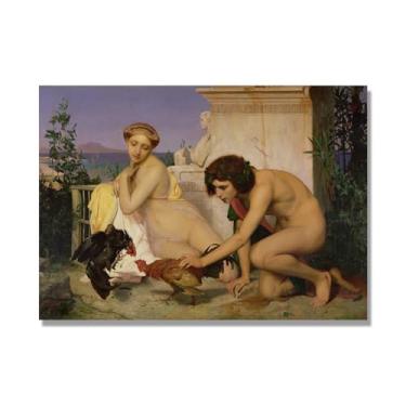 Imagem de NHLDZYH Impressões em tela famosas, (luta de galos) por Jean Leon Gerome, pinturas de paisagens em tela, arte de parede em tela para decoração de casa. 30 x 42 cm apenas tela