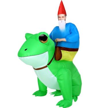 Imagem de Seenelling Fantasia de sapo inflável Halloween Gnomo Passeio no Sapo Fantasia Animal Adulto Cosplay Roupa Unissex, Tamanho Único