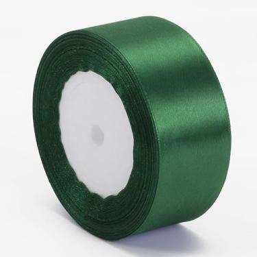 Imagem de Fita de cetim verde floresta de 3,8 cm x 25 m, fitas de tecido de face única para rosas eternas, buquês de flores, embrulho de presente, artesanato, chá de panela, decoração de casamento