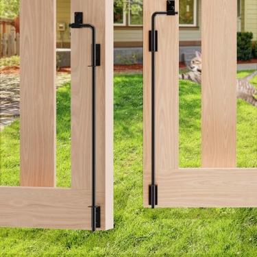 Imagem de Haste de queda de portão de cana de 61 cm, trava quadrada para uso pesado, parafusos de cana para portões de cercas de metal e vinil de madeira (acabamento preto, pacote com 2)