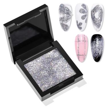 Imagem de Makartt Gel para unhas 3D para esculpir: Gel de unhas Argent Mystique Glitter prata sem limpeza UV para design de unhas, 5 g de géis em pó Fairy Aurora, pingentes de unhas 3D de sereia com glitter