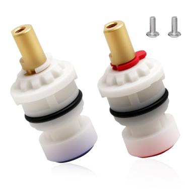 Imagem de SDRZJX 1 par de cartucho de torneira lateral fria e quente de 1/4 de volta de disco de haste de cerâmica compatível com Pfister série 48/143/149 número de substituição: 9608020 9608060